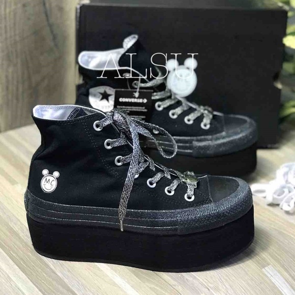 Converse Shoes - Conv&Miley Ctas Platform Hi Canvas Black White W
